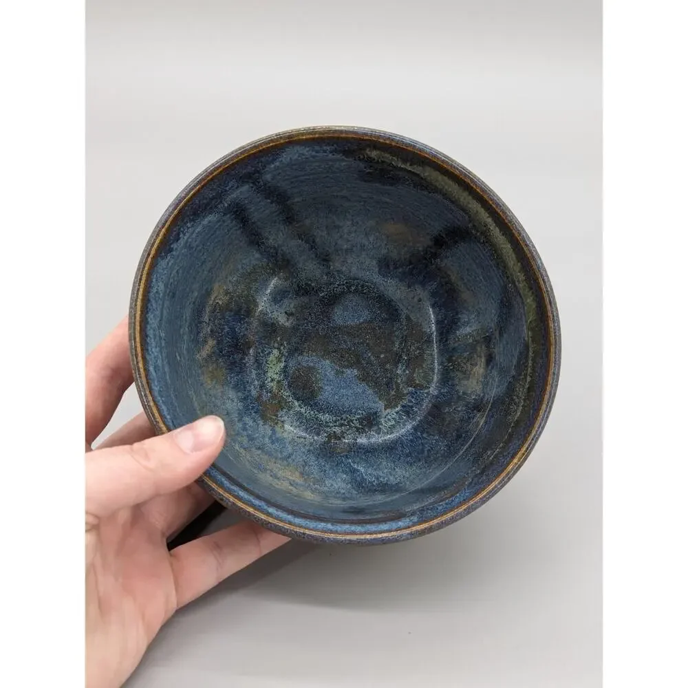 Mid Century Modern Pottery Craft Stoneware Bowl Incised Geometric Bowl 5.5